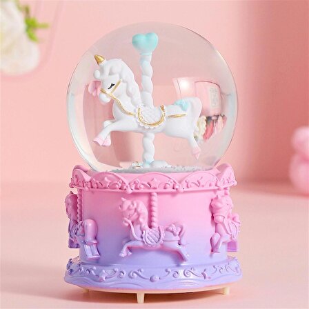 Unicorn Atlı Karınca Işıklı Büyük Boy Kar Küresi