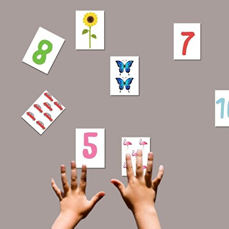 Ahşap Sayılar Zeka Kartları Eşleştirme Oyunu Okul Öncesi Eğitim Materyali