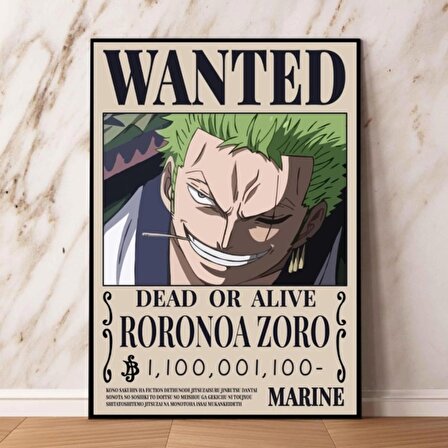 Anime One Piece Roronoa Zoro Aranıyor Wanted Poster-Çerçevesiz 29 x 42