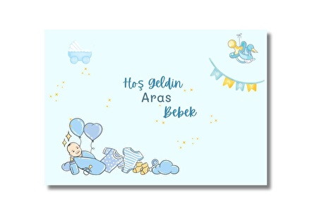 Hoş Geldin Bebek Tasarımlı Duvar Posteri-Çerçevesiz 50 x 35