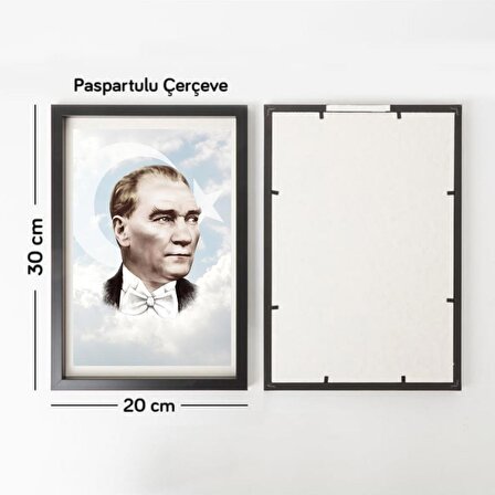 Atatürk Tasarımlı Yapışkanlı Sök Tak Çerçeve 20x30cm