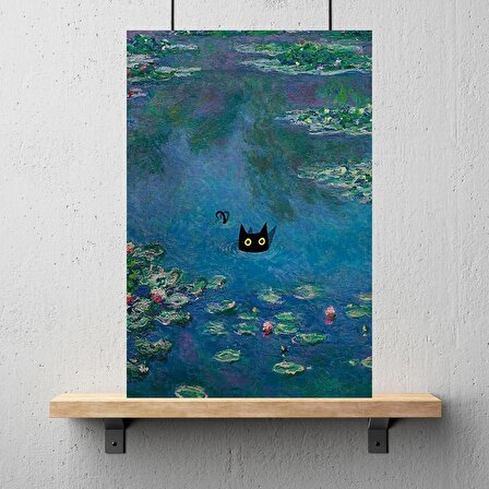 Claude Monet  Nilüferler Kara Kedi Posteri-Çerçevesiz