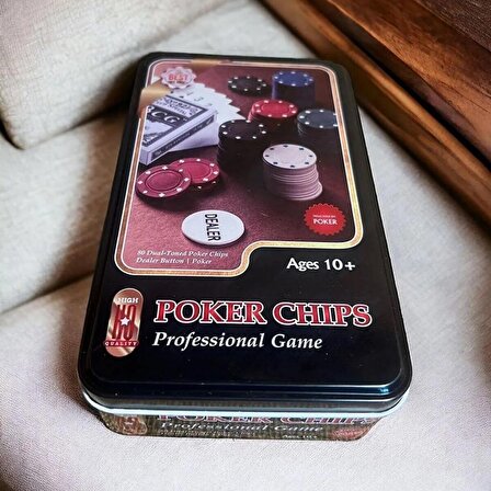 80 Çipli Oyun Fişli Profesyonel Poker Seti Texas Holdem Chip Rulet Masa Oyun Seti