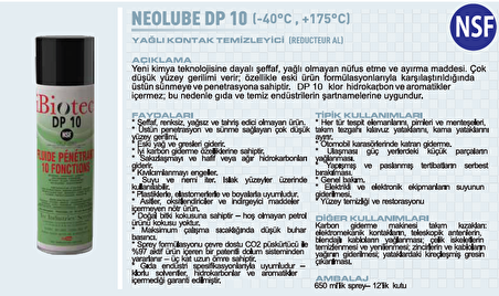 MMCC İbiotec Neolube DP10 Kontak Temizleyici 650ml