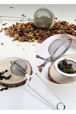 Pratik Paslanmaz Çelik Un Kakao Pudra Şekeri Eleği Ve Bitki Çayı Demleme Süzgeci Maşalı Çay Süzgeci