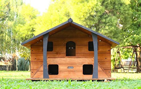 Mandu Su Geçirmez İki Katlı Kedi Evi Açık Kahverengi 