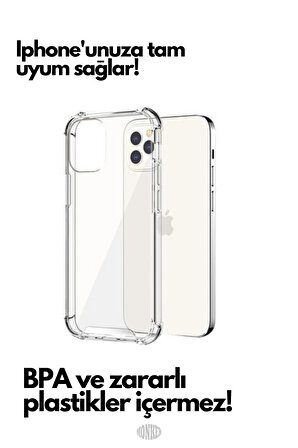 Monker iPhone 13 Uyumlu Airbag Şeffaf Silikon Telefon Kılıfı Darbe Korumalı Köşeli Anti Şok