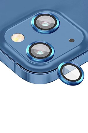 Monker iPhone 13 Mavi Uyumlu Kamera Koruyucu Cam Mavi Lens Mercek Koruyucu