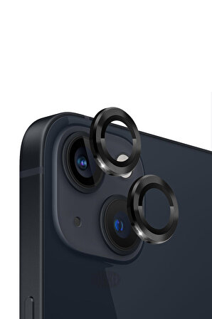 Monker iPhone 13 Mini Gece Yarısı Uyumlu Kamera Koruyucu Cam Siyah Lens Mercek Koruyucu