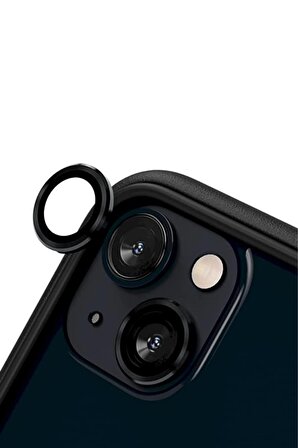 Monker iPhone 13 Mini Gece Yarısı Uyumlu Kamera Koruyucu Cam Siyah Lens Mercek Koruyucu