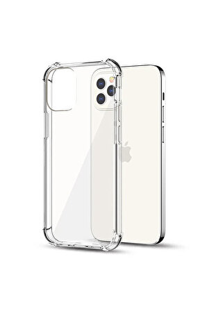 Monker iPhone 13 Pro Uyumlu Airbag Şeffaf Silikon Telefon Kılıfı Darbe Korumalı Köşeli Anti Şok