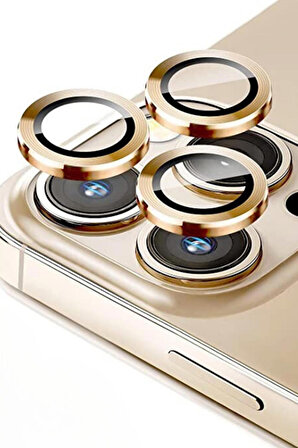 Monker iPhone 13 Pro Gold Uyumlu Kamera Koruyucu Cam Altın Lens Mercek Koruyucu