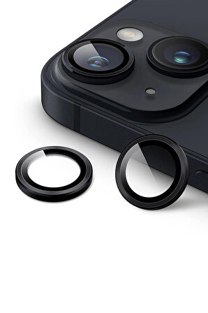 Monker iPhone 14 Plus Gece Yarısı Uyumlu Kamera Koruyucu Cam Siyah Lens Mercek Koruyucu