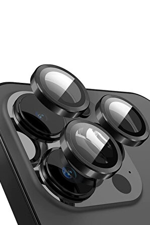 Monker iPhone 14 Pro Uzay Siyahı Uyumlu Kamera Koruyucu Cam Siyah Lens Mercek Koruyucu