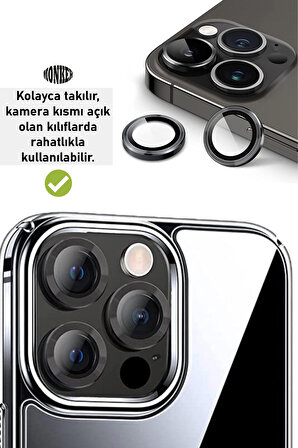 Monker iPhone 14 Pro Uzay Siyahı Uyumlu Kamera Koruyucu Cam Siyah Lens Mercek Koruyucu