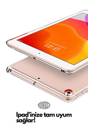 Monker iPad 7. Nesil 10.2 inç Uyumlu Şeffaf Silikon Tablet Kılıfı Kapak Renksiz
