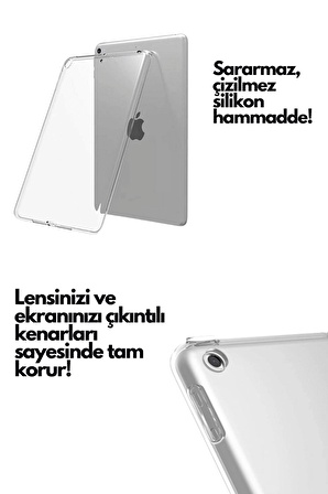 Monker iPad 9. Nesil 10.2 inç 2022 Uyumlu Şeffaf Silikon Tablet Kılıfı Kapak Renksiz