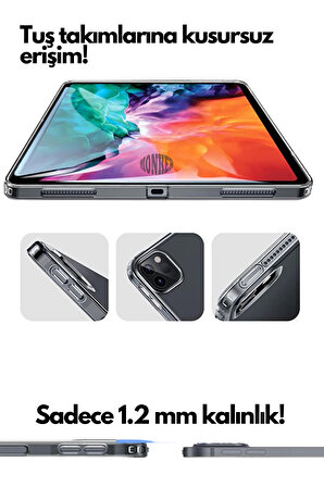 Monker iPad Pro 11 M2 4. Nesil 2022 Uyumlu Şeffaf Silikon Tablet Kılıfı Kapak Renksiz 11 inç