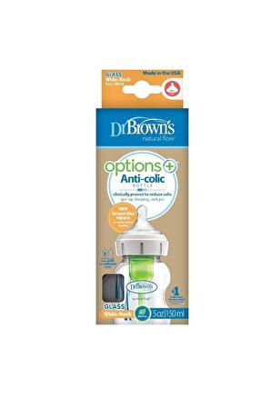 Dr Brown's Options+ Geniş Ağız Cam Biberon Set 150 ml+270 ml(Yeni Model)