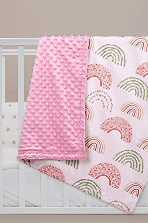 Monnhein Çift Taraflı Polyester Pembe 85x100 cm Bebek Battaniyesi Pembe