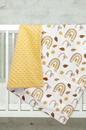 Monnhein Çift Taraflı Polyester Gökkuşağı 85x100 cm Bebek Battaniyesi Sarı