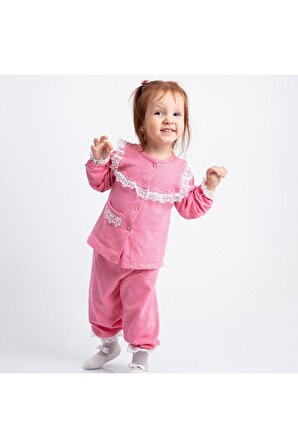 Kız Çocuk Güpürlü Alt Üst Takım Pijama