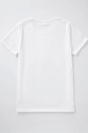 Posilive Unisex Beyaz Oversize Baskılı Tişört - Şık ve Rahat