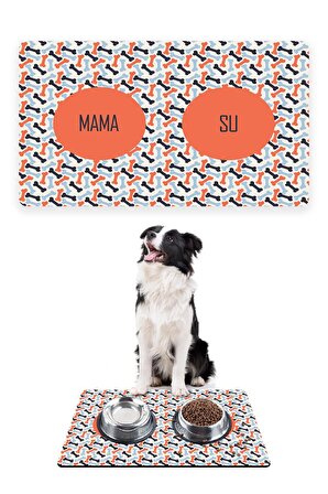 Kemik Köpek Mama Altlığı Mama Paspası Köpek Mama Eğitim Paspası 50x35cm