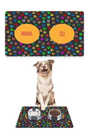 Mutlu Patiler Köpek Mama Altlığı Mama Paspası Köpek Mama Eğitim Paspası 50x35cm