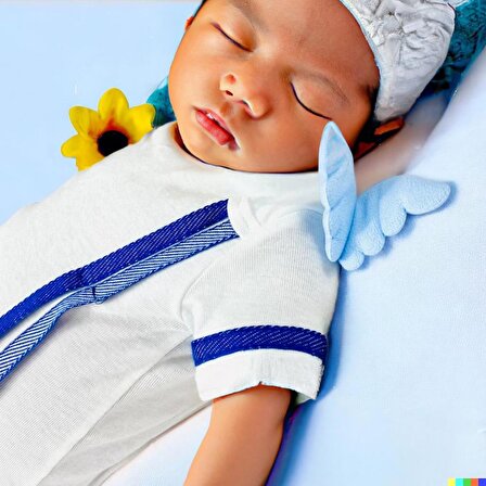 Angel Blue Kız Duo Bebek %100 Pamuklu Beyaz Unisex Body, Bebek Zıbın, Bebek Atleti, Bebek Kıyafeti