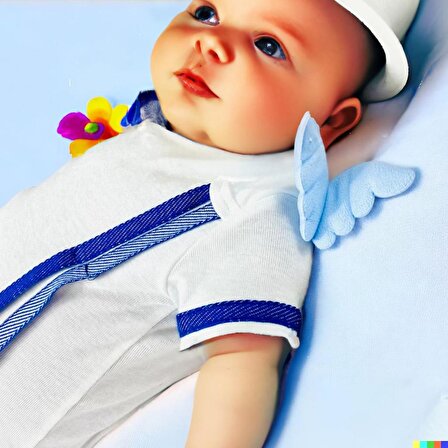 Angel Blue Kız Duo Bebek %100 Pamuklu Beyaz Unisex Body, Bebek Zıbın, Bebek Atleti, Bebek Kıyafeti