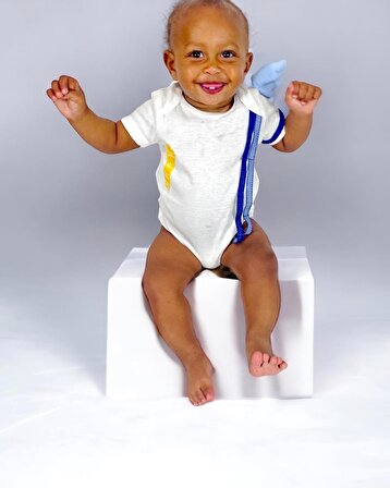 Angel Blue Erkek Bebek %100 Pamuklu Beyaz Unisex Body, Bebek Zıbın, Bebek Atleti, Bebek Kıyafeti