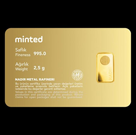 Minted 2.5 Gr 995,0 Külçe Altın