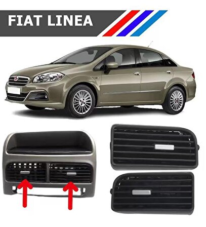 Fiat Linea Orta Havalandırma Izgarası Sol Ve Sağ Takım Gri Düğmeli 2007 - 2018 M742