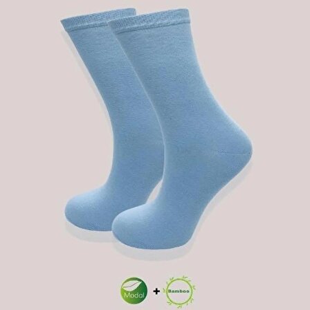 Kadın Çorabı (BAMBU MODAL) Ter Emici Dikişsiz Trend Model Soket Uzun Çorap (3 ÇİFT) Asorti Renk