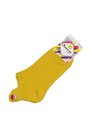 Kadın 6 Lı Renkli Emoji Figürlü Nakışlı Patik Çorap