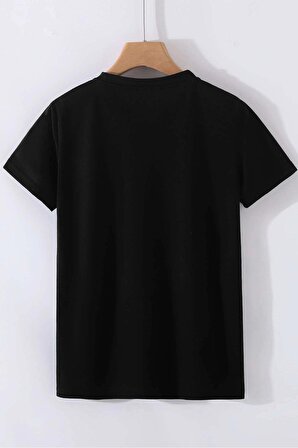 Vacay Unisex Siyah Oversize Baskılı Tişört - Şık ve Rahat