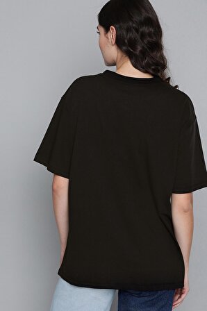 Fresh Like Ever Unisex Siyah Oversize Baskılı Tişört - Şık ve Rahat