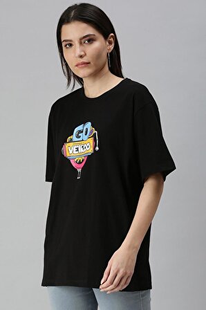 Unisex Siyah Oversize T-Shirt - Özgün Baskı ve Geniş Kesim