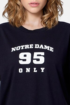 Notre Dame Unisex Siyah Oversize Baskılı Tişört - Şık ve Rahat