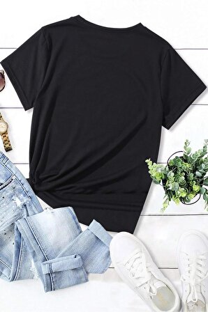 Sevimli Kedi Unisex Siyah Oversize T-Shirt - Özgün Baskı ve Geniş Kesim