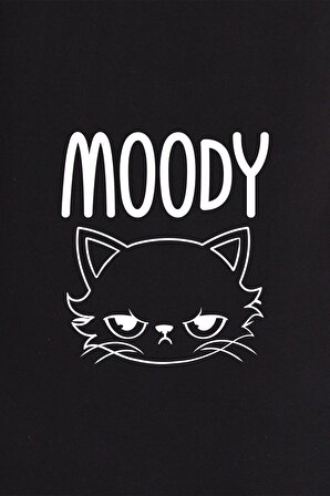Moody Siyah Oversize Baskılı T-Shirt - Unisex