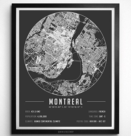 Montreal 50x70 cm Harita Poster
