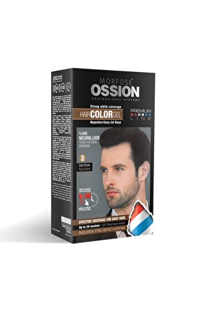 Ossion Premium Barber Erkekler İçin Jel Saç Boyası Kiti Koyu Kahve No 3 - 40 ml