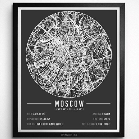 Moskova 50x70 cm Harita Poster