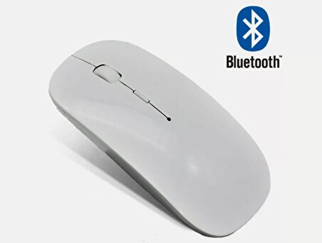 Taşınabilir Sessiz Işıklı Kablosuz Şarj Edilebilir Bluetoothlu Tablet Bilgisayar Tv Uyumlu Fare BEYAZ