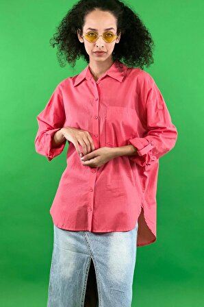 Yeşil Klasik Yaka Düğmeli Katlanabilir Tam Kol Viskon Kadın Gömlek