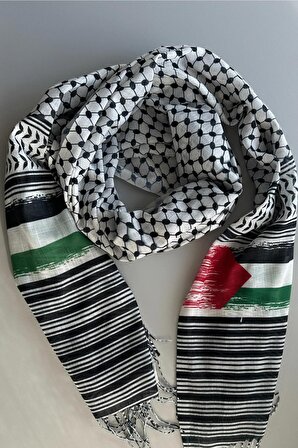 Unisex Günlük Kullanıma Uygun Puşi Şal Filistin Bayrak