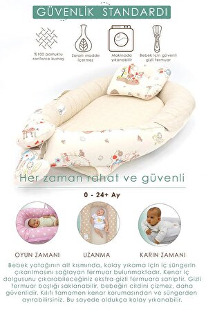 Babynest Ortopedik Bebek Yatağı, Anne Yanı Bebek Yatağı, Ergonomik Tasarım, Animal Serisi