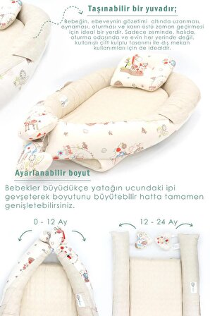 Babynest Ortopedik Bebek Yatağı, Anne Yanı Bebek Yatağı, Ergonomik Tasarım, Animal Serisi